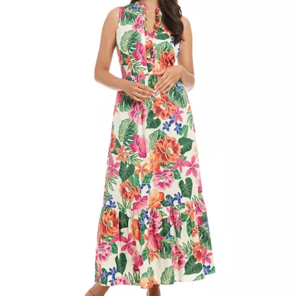 Maggy London Multicolor Floral Maxi Dress